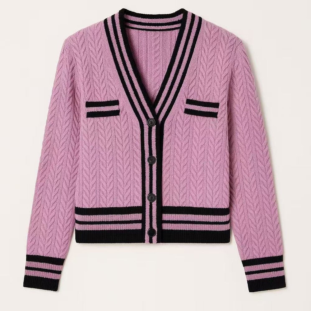 Lavender Wool & Cashmere Cable Knit Cardigan – Brand new with original tags